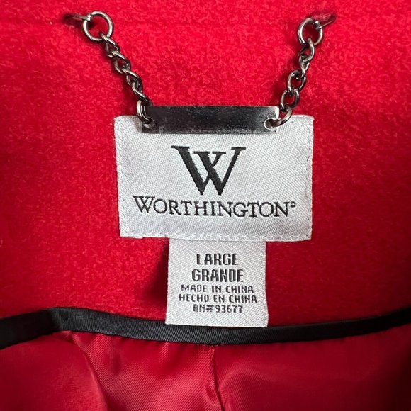Worthington Dress Coat Womens‎ Large Red Ombre Wool Blend Long Double Breasted - Picture 11 of 15